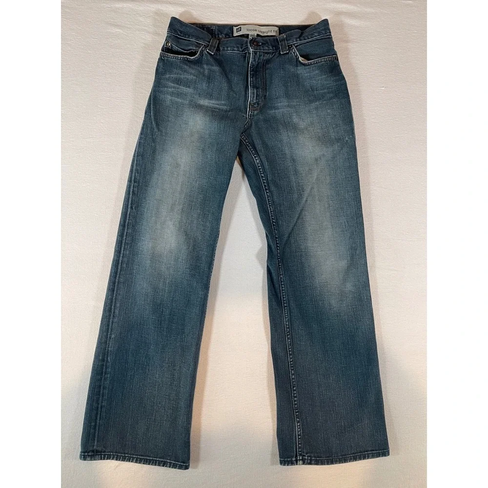 Gap Loose Straight Fit Jeans Mens 30x30 Medium Wash Blue Denim